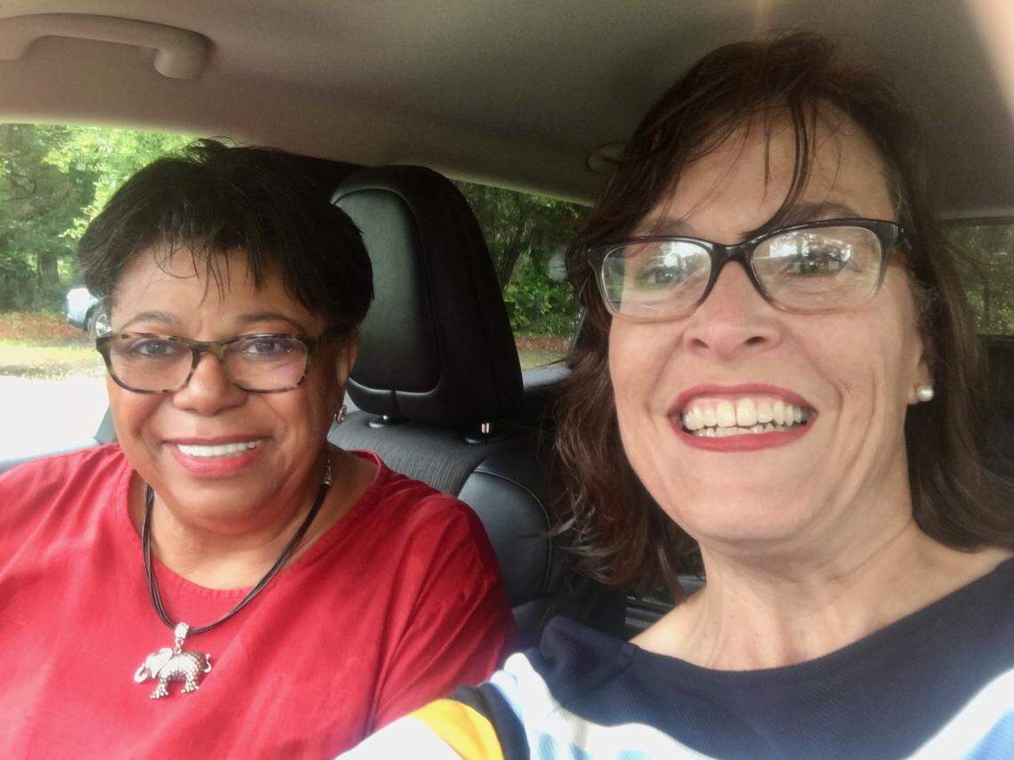 Businesswomen Karen Sock, left, and Paige Roberts spent many happy and productive times together traveling across Mississippi for Pathways2Possiblities, an interactive program that connects young people with potential careers.
