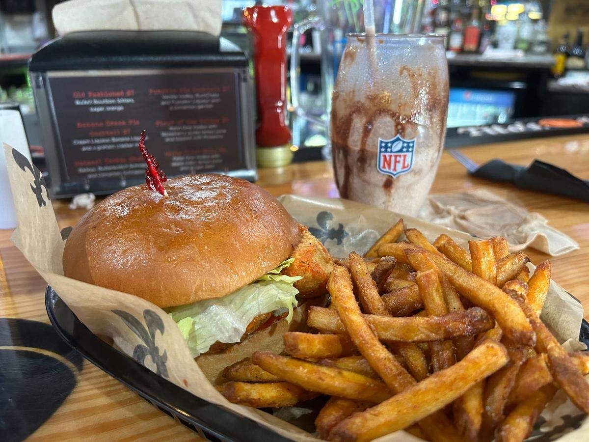 The buffalo chicken sandwhich at Fleur De Lis Bar and Grill in Pascagoula, Mississippi.