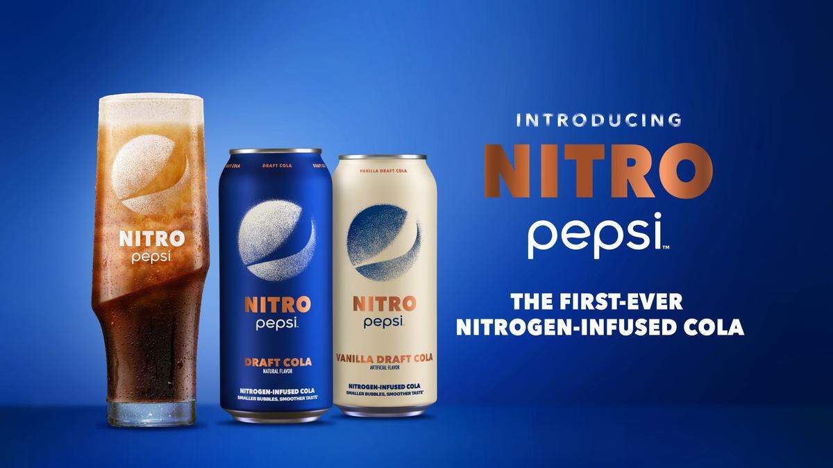 PepsiCo’s newest drink, Nitro Pepsi, will launch in stores nationwide on March 28. It’s the brand’s first nitrogen-infused cola.