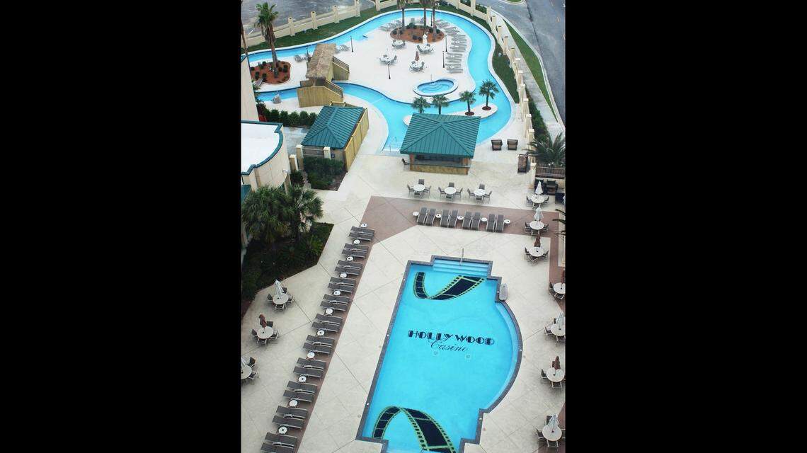 The pool, lazy river and sun deck at Hollywood Casino Gulf Coast are open to hotel guests and to the public with a cabana rental.