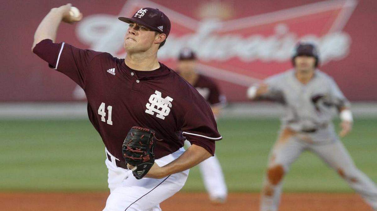 JOHN FITZHUGH/SUN HERALD/FILE 
 Former Poplarville standout Zac Houston will take the mound Wednesday in Mississippi State's SEC Tournament opener.
