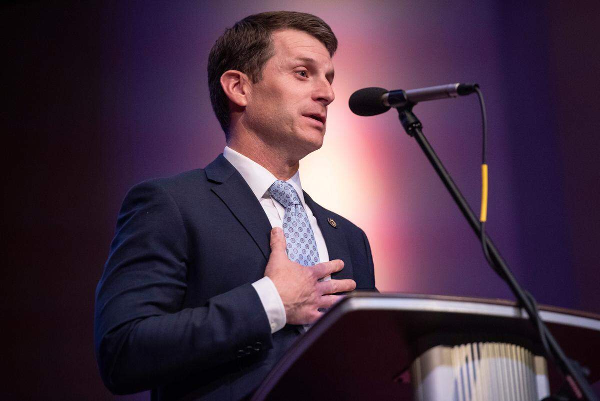 Assistant District Attorney Matthew Burrell speaks during a coast-wide candlelight ceremony as a part of National Crime Victims’ Rights Week at First Baptist Church of Gulfport on Tuesday, April 29, 2025.