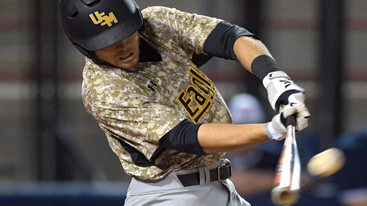 GLENN ANDREWS/SPECIAL TO THE SUN HERALD 
 Southern Miss outfielder Dylan Burdeaux and the rest of the Golden Eagles will play South Alabama at 7:05 p.m. Wednesday at MGM Park.