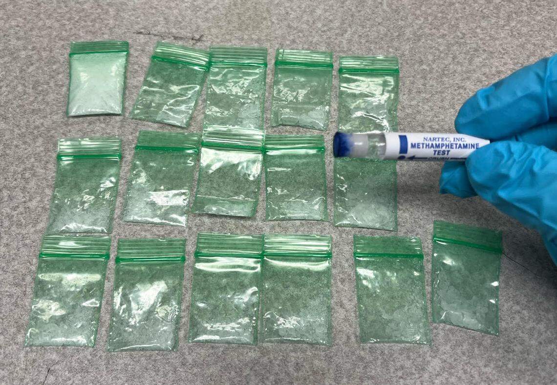 Biloxi Police said officers seized 16 bags of methamphetamine and other drug paraphernalia after executing a search warrant on Beach Boulevard.