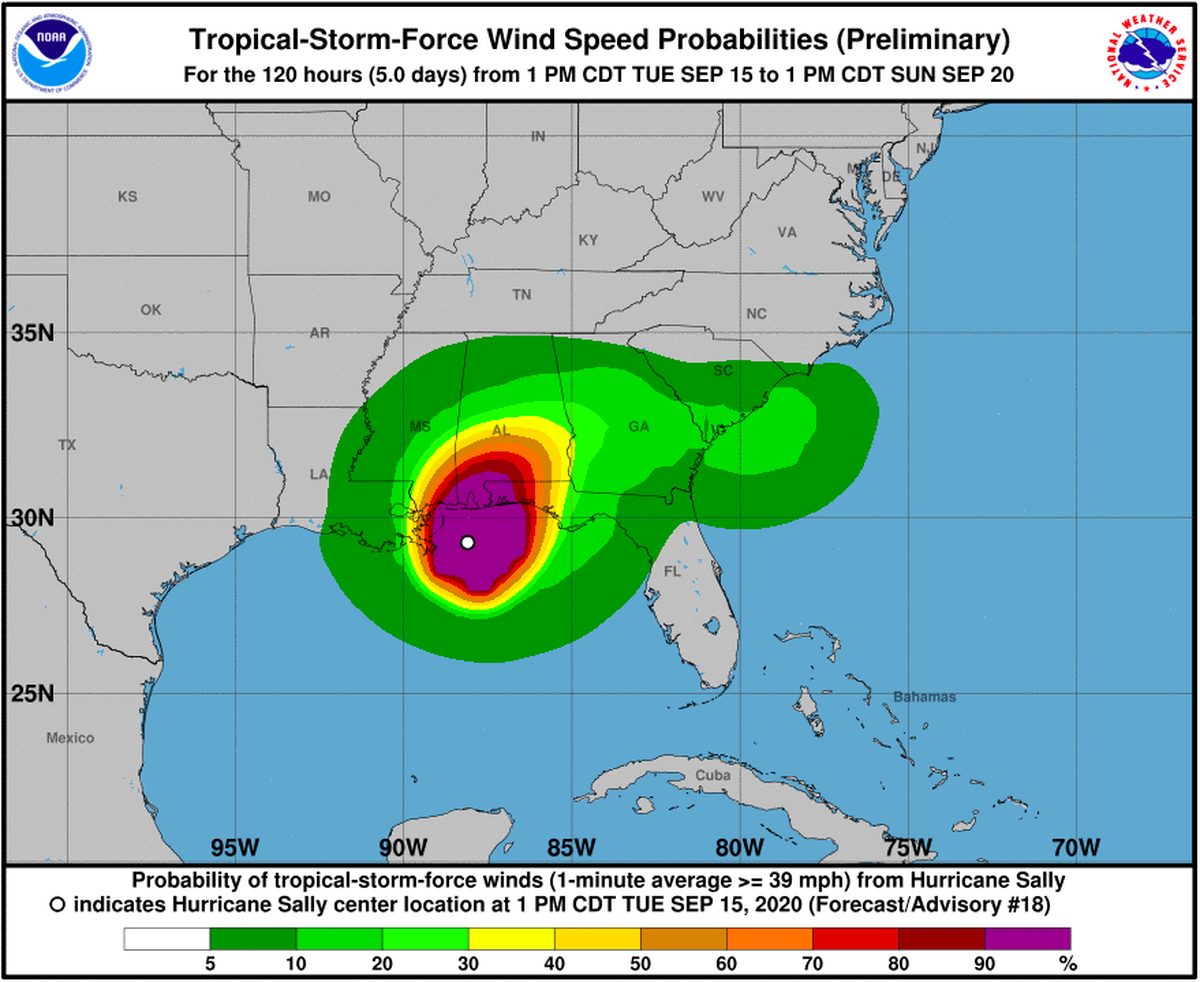 Wind forecast as of 4 p.m. Tuesday