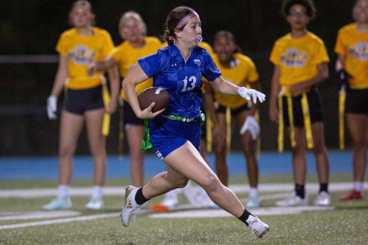 Vancleave’s Jordyn Raynor runs the ball during a Jamboree game at Vancleave on Thursday, March 20, 2025.