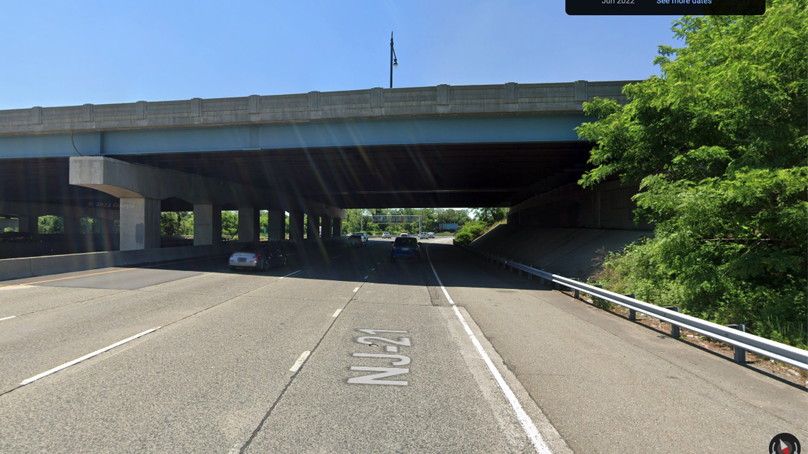 A driver suffered minor injuries when a deer fell from an overpass and crashed through his windshield as he drove on a New Jersey highway.