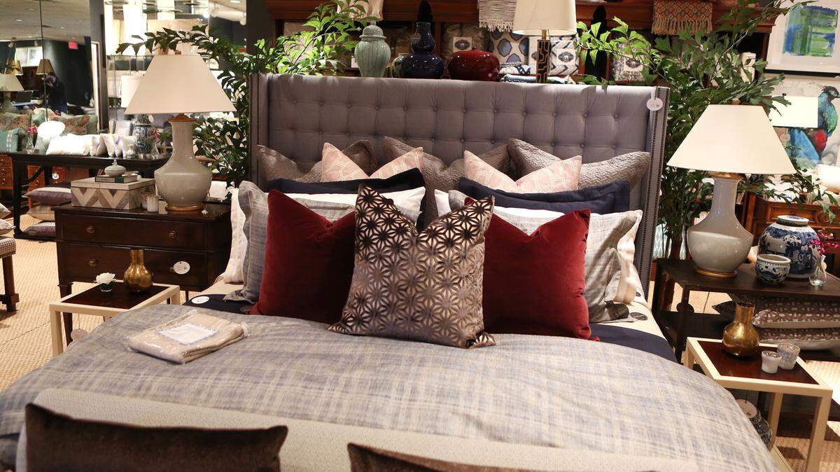 JAIME GREEN/WICHITA EAGLE/TNSFaux silk makes for easy-care as well as beautiful shams at Ferguson-Phillips in Wichita, Kan.