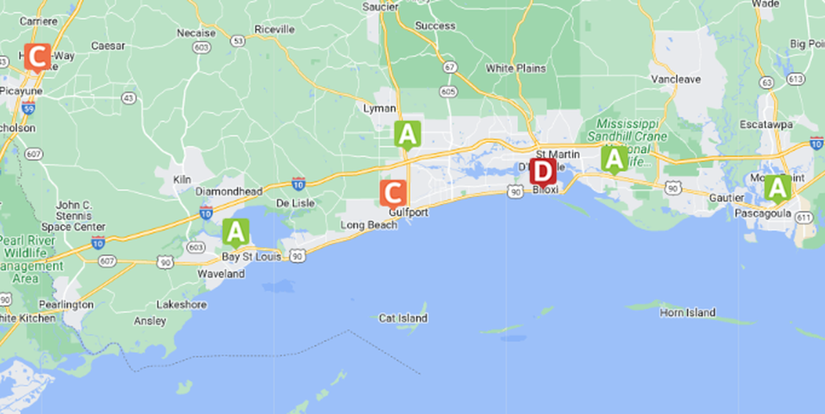 The Leapfrog Group rated four area hospitals with an A for safety. Memorial Health Systems Gulfport and Merit Health Biloxi did not fare as well.