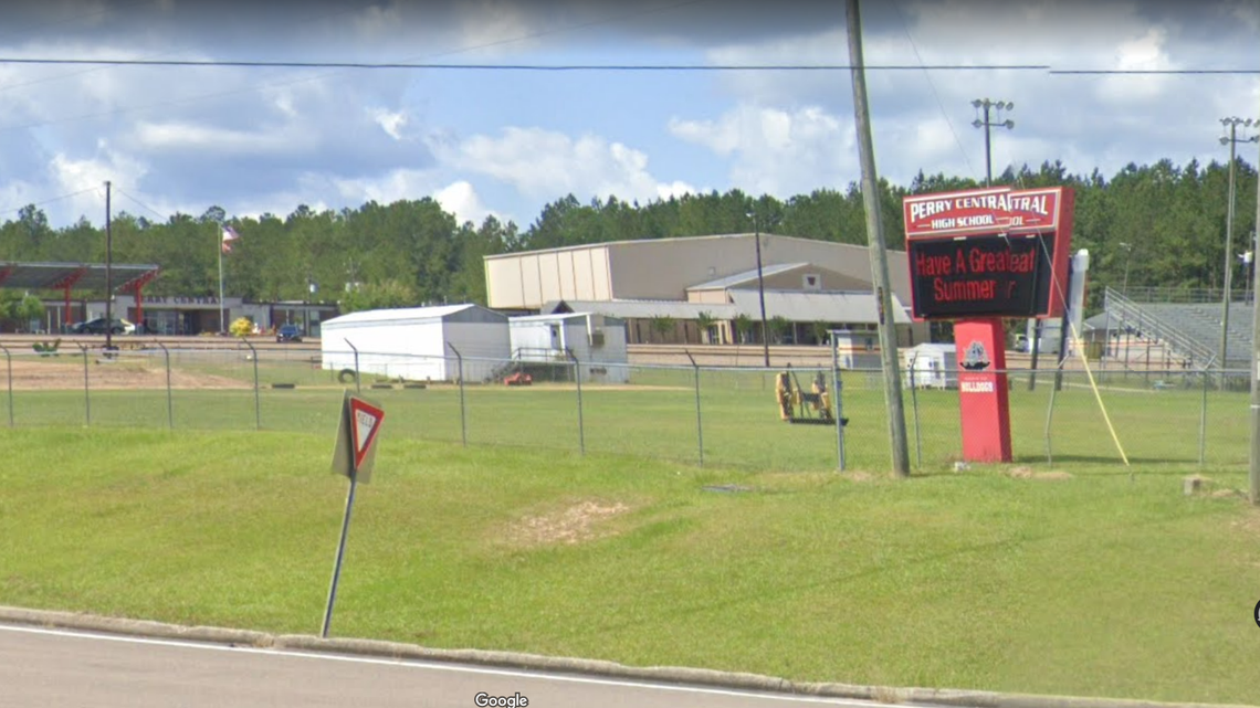 The missing girl was found walking across the road from Perry Central High School in New Augusta, Mississippi, the sheriff’s office says.