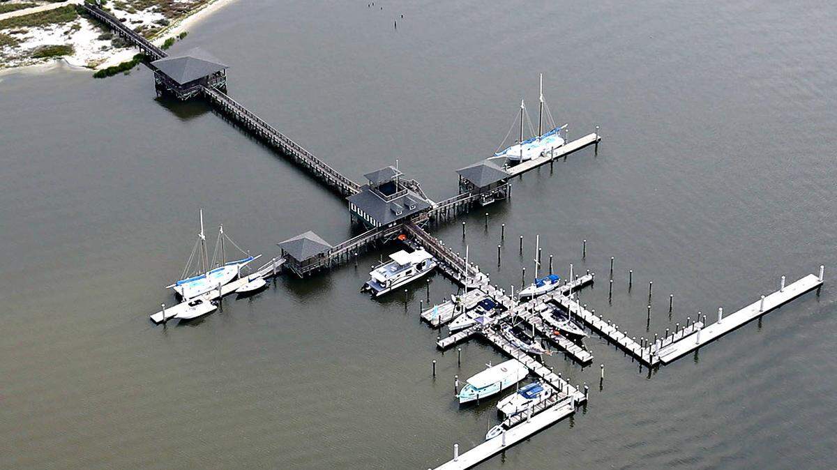 JUSTIN MITCHELL/SUN HERALD 
 The rebuilt Biloxi Schooner Pier in the Mississippi Sound, photographed in 2015.