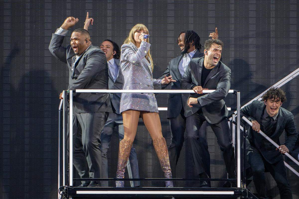Taylor Swift performs the song “The Man” during her Eras Tour stop at GEHA Field at Arrowhead Stadium on Friday, July 7, 2023, in Kansas City.
