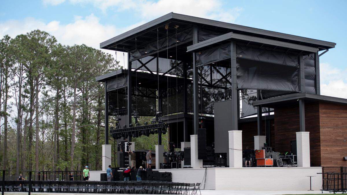 Workers prep for the opening of The Sound Amphitheater in Gautier on Thursday, April 11, 2024. The venue was built with the help of money from the Gulf Coast Restoration Fund.