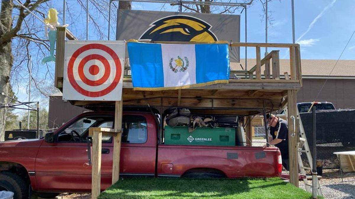A Guatemala flag is proudly displayed from the Treehouse to show support for Gabe and Rodrigo Montenegro.