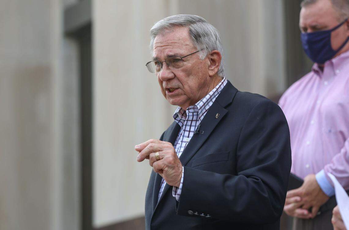 CEO of Grand Bank Ed Langton, who is a member of the Mississippi Board of Health, lead the press conference Wednesday on the opposition of Initiative 65. He asks that Mississippians do not vote for the initiative.