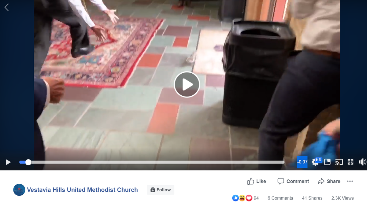 A squirrel was escorted out of church in Alabama after breaking in through a stained glass window on the balcony.