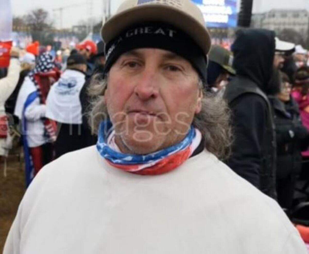 A Getty Images photo entered into evidence by the Department of Justice allegedly shows James Allen Knowles, a Pass Christian resident who appeared in federal court on Aug. 15, 2023, appearing in a TV interview at the capitol riots on Jan. 6, 2021.