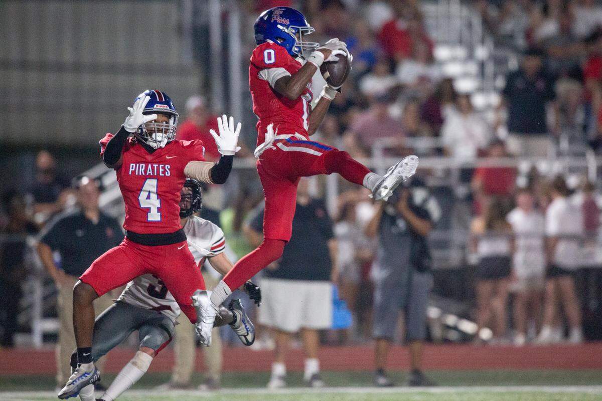 Pass Christian’s Moe James intercepts a catch during a game between Pass Christian and St. Stanislaus at Francis McDonald Stadium in Pass Christian on Friday, Sept. 20, 2024. The interception did not count due to a penalty.
