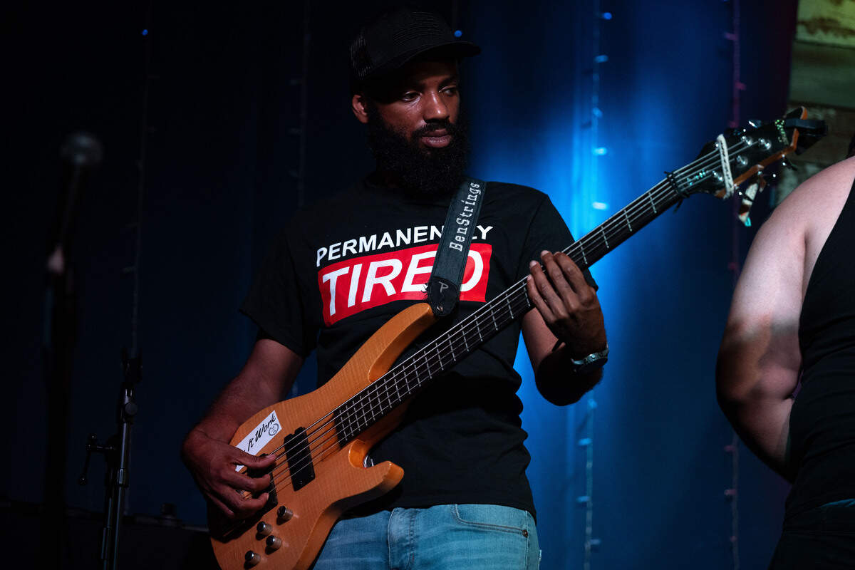 Bassist Ben Sterling performs during a Juneteenth celebration at 100 Men Hall in Bay St. Louis on Friday, June 19, 2026.