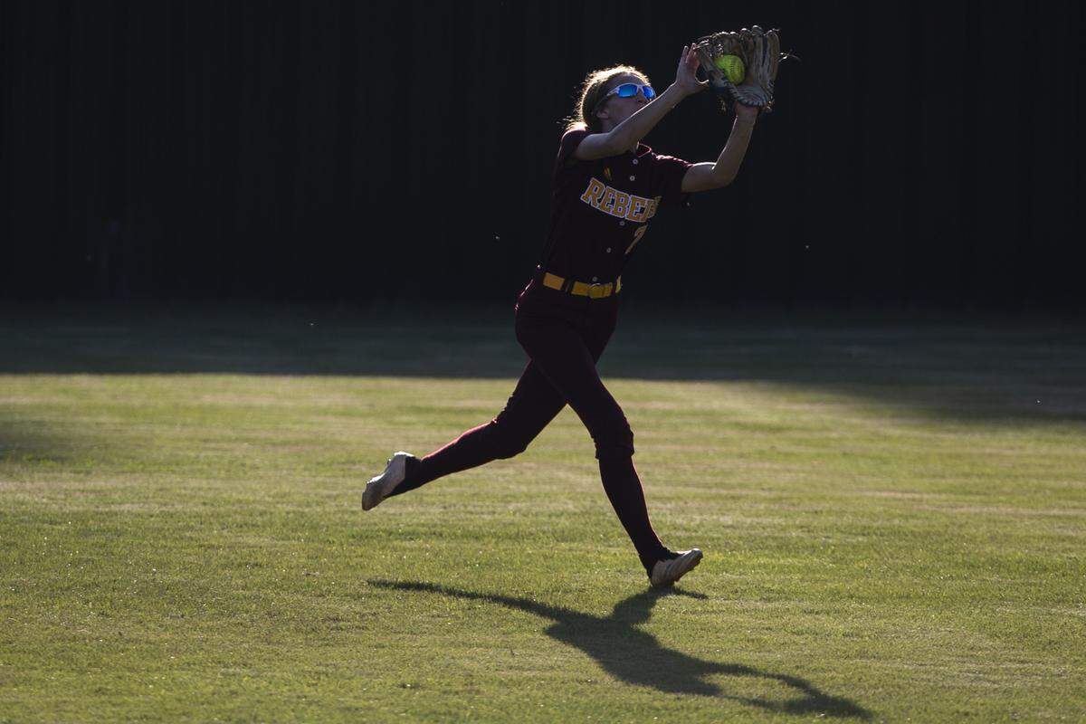 Ary Dixon catches a fly ball during a game against Vancleave at Vancleave High School on Friday, May 6, 2022.