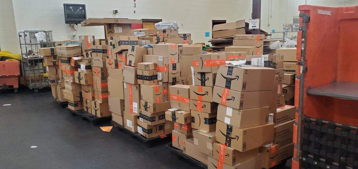 Some of the packages that Caroline Davis received after publishing her Christmas wish list to support Hancock County school children on TikTok.