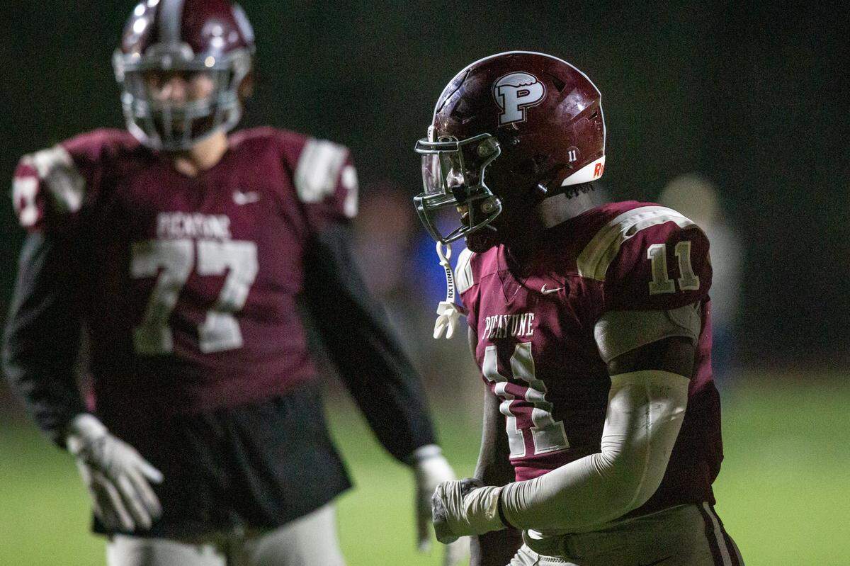 Picayune’s Jamonta Waller celebrates after a play during a playoff game at Lee-Triplett Stadium in Picayune on Friday, Nov. 17, 2023.