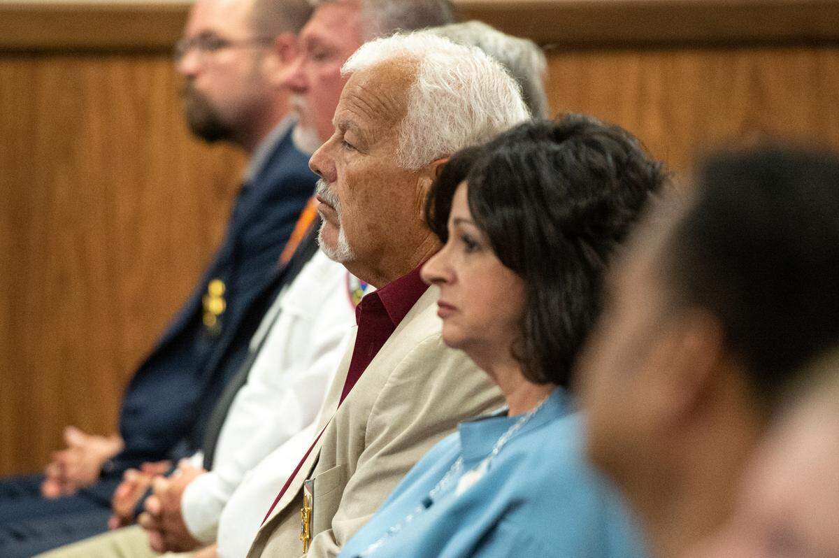 Hancock County Sheriff Ricky Adam listens as Joseph Rohrbacker enters his guilty plea in the killing of Lt. Michael Boutte at Harrison County Circuit Court in Gulfport on Monday, July 31, 2023. 