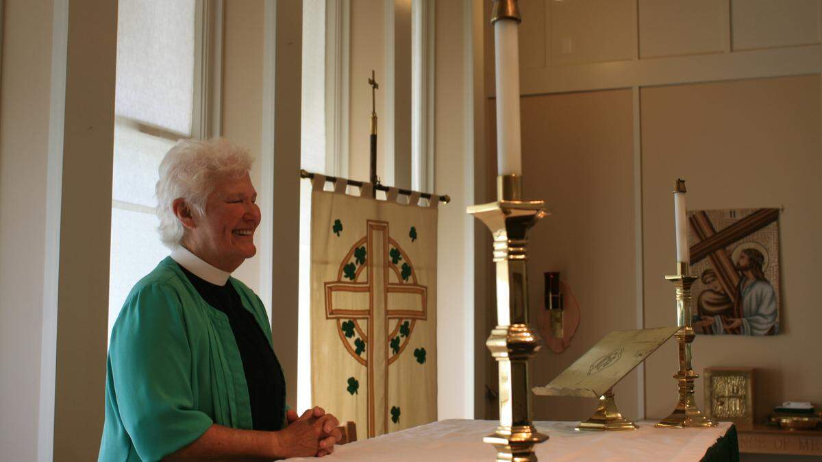 The Rev. Jane Bearden smiles to her church.