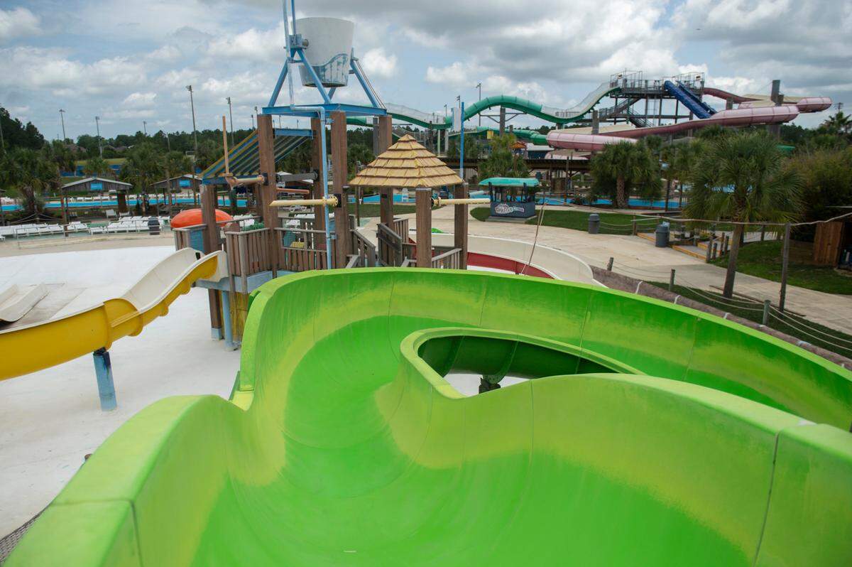 The view from the top of the Ship Island Wreck waterslide at Gulf Islands Waterpark in Gulfport on Thursday, May 15, 2025.