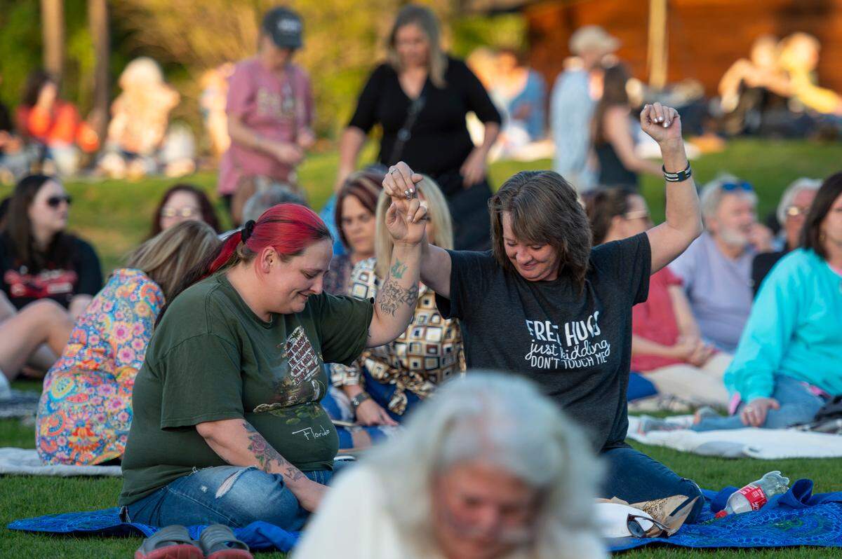 Fans dance before the start of the KC and The Sunshine Band concert at The Sound Amphitheater in Gautier on Friday, April 12, 2024. The show marks the multi-million dollar venue’s inaugural show.