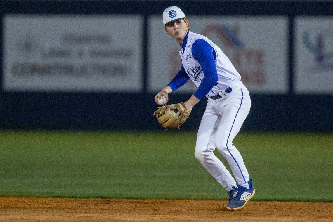 Ocean Springs’ Maddox Moreland throws a ball during a game against Jackson Prep in Ocean Springs on Monday, March 11, 2024.