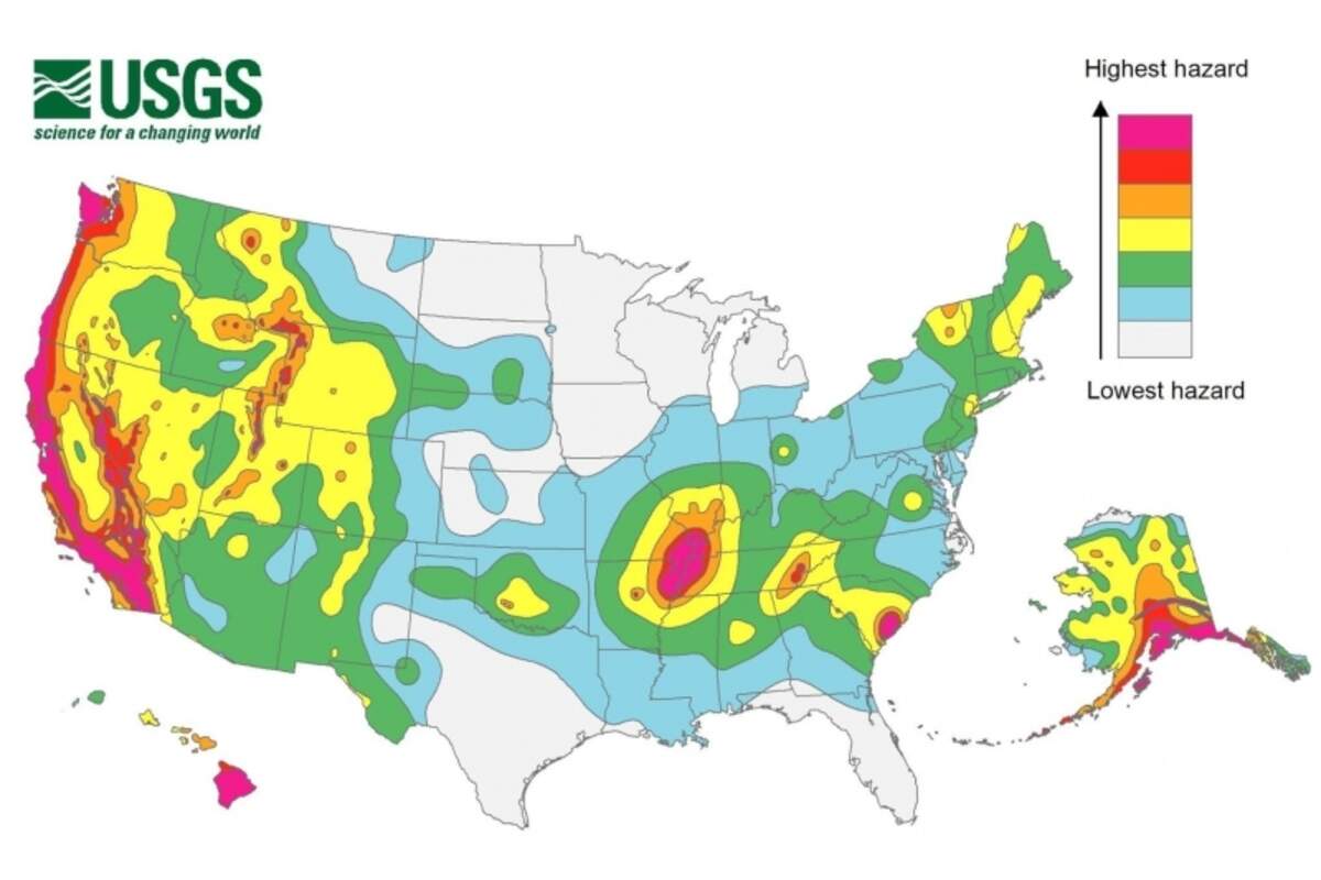 This map from the U.S. Geological Survey shows that Mississippi has lower risk of earthquakes that some other areas of the country, but does have risk.