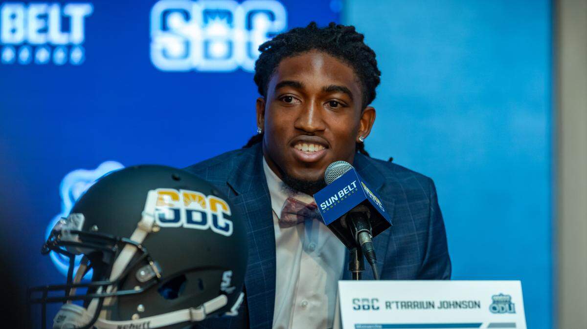 NEW ORLEANS - Old Dominion’s R’Tarriun Johnson at Sun Belt media days at the Sheraton New Orleans Hotel on July 26, 2022 in New Orleans, Louisiana.