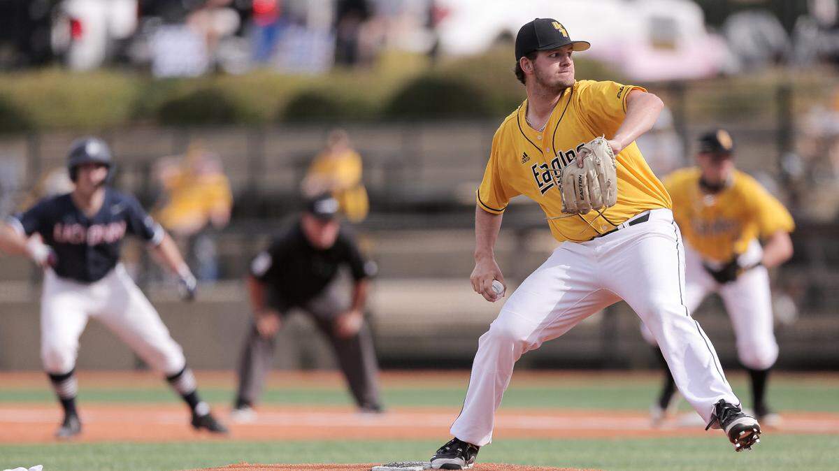Southern Miss pitcher Aubrey Gillentine delivers against UConn during the 2021 season in Hattiesburg.