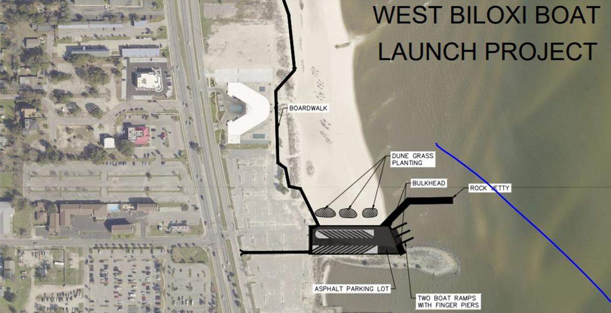 A rendering of the West Biloxi boat launch near Treasure Bay Casino shows how it will be situated near Treasure Bay Casino and provide direct access to the Mississippi Sound.