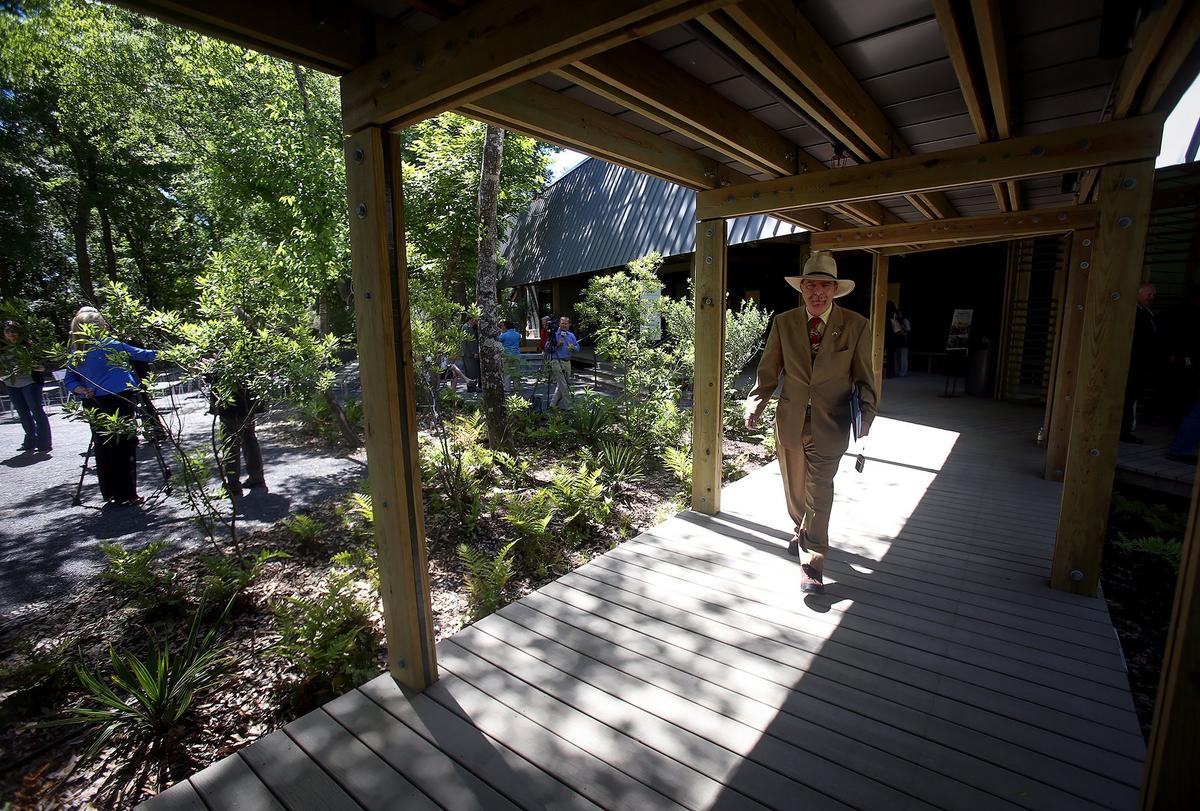 Visitors tour the new University of Southern Mississippi’s Marine Education Center at the Gulf Coast Research Laboratory Cedar Point Site on Monday, April 16, 2018.