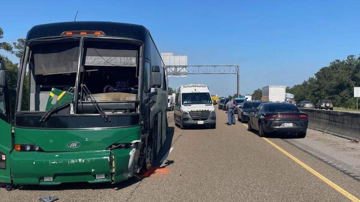 A bus carrying fraternity members from the University of South Carolina almost rolled over Friday, April 5 on I-10 in South Mississippi until its driver, Tina Wilson, steered it back to standing.