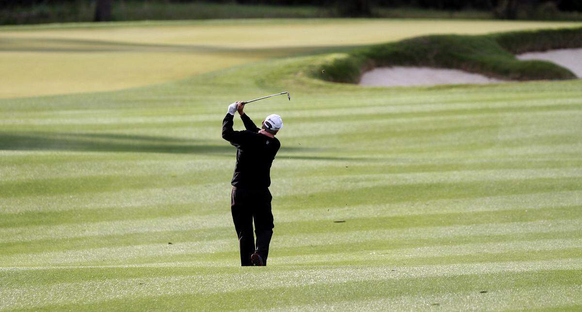 TIM ISBELL/SUN HERALDMark Brooks hits his approach shot to Hole #1 during opening round the Mississippi Gulf Resort Classic at Fallen Oak, Saturday, Apr. 2, 2016.