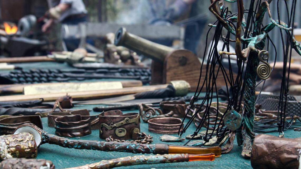 CHRISTOPHER BOSTICK/SUN HERALD 
 Edd Scafidl's blacksmithing art is on display during Crosby Arboretum's eighth annual Forge Day, Saturday, Jan. 30, 2016, in Picayune.