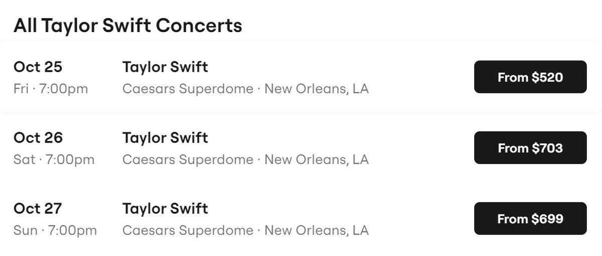 It will no longer cost you upwards of $1,000 to get in to tonight’s Eras Tour opener in New Orleans.
