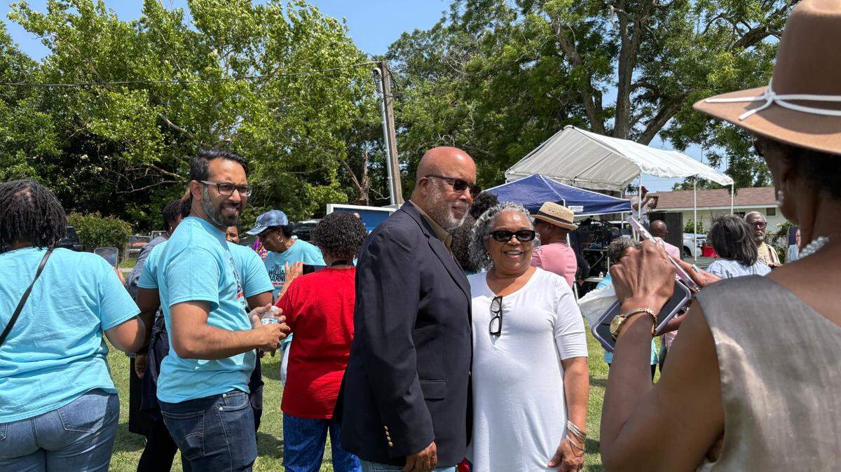 U.S. Rep. Bennie Thompson, who represents the Mississippi Delta in Congress, poses for a photo with a supporter last year at a rally in Gulfport for mayoral candidate Sonya Williams Barnes. 
