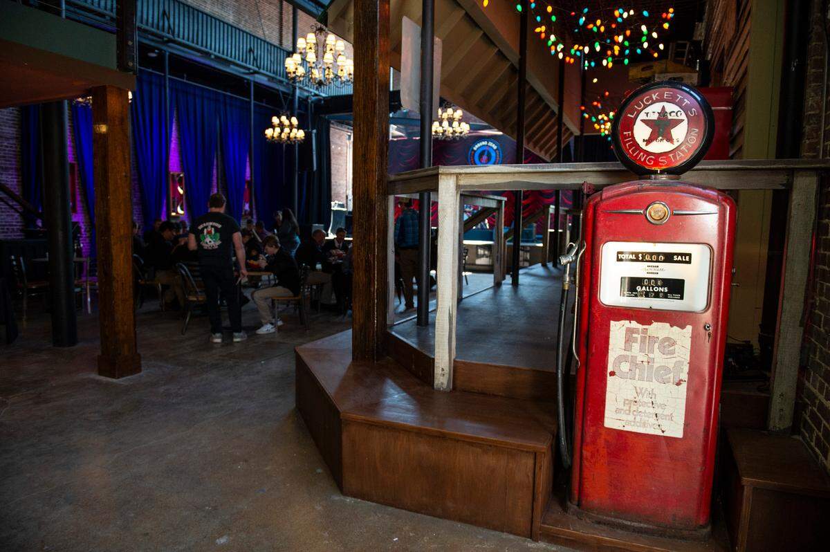 An old gas pump greets visitors as they enter Ground Zero Blues Club in Biloxi on Thursday, Feb. 10, 2022.