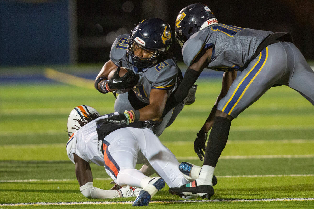 Gautier’s Marcus Cunningham gets tackled during a playoff game against Wayne County at Gautier High School in Gautier on Friday, Nov. 11, 2022.