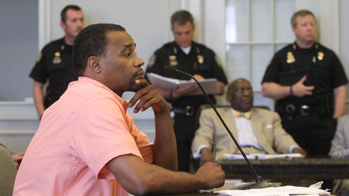 Concert promoter Keith Brown listens to comments during the Gulfport council meeting on Tuesday May 20, 2014. Brown was seeking permission to stage a Lil Boosie concert.