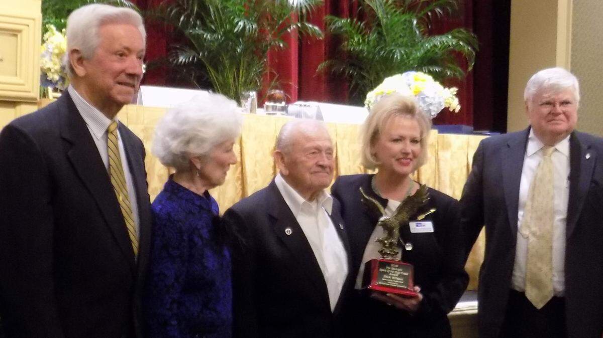 Dick Wilson, center, was named the 2019 Spirit of the Coast award winner on Tuesday, Feb. 26, 2019, at the Mississippi Gulf Coast Chamber of Commerce annual meeting. From left are George Schlogel, Liz Joachim, Wilson, Kathy Springer and Chevis Swetman.