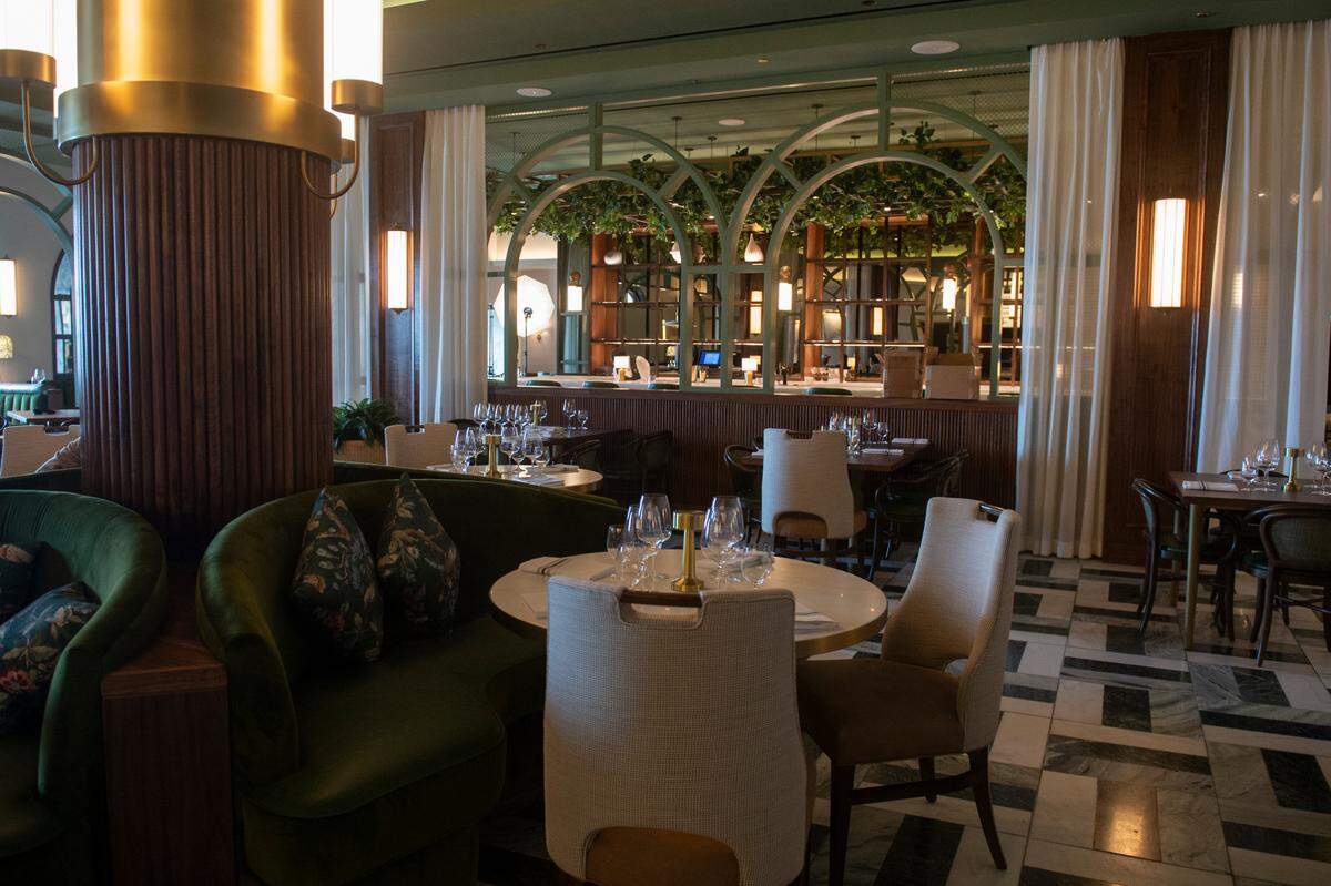 The inside of Coraline’s, looking toward the bar, at the new seafood restaurant at the Beau Rivage.