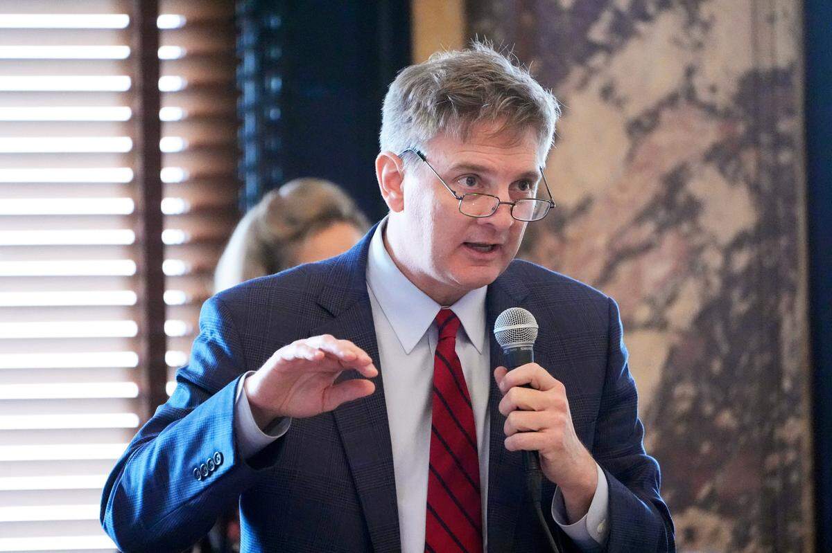 Mississippi State Sen. Joey Fillingane, R-Sumrall speaks during the MAEP floor debate.