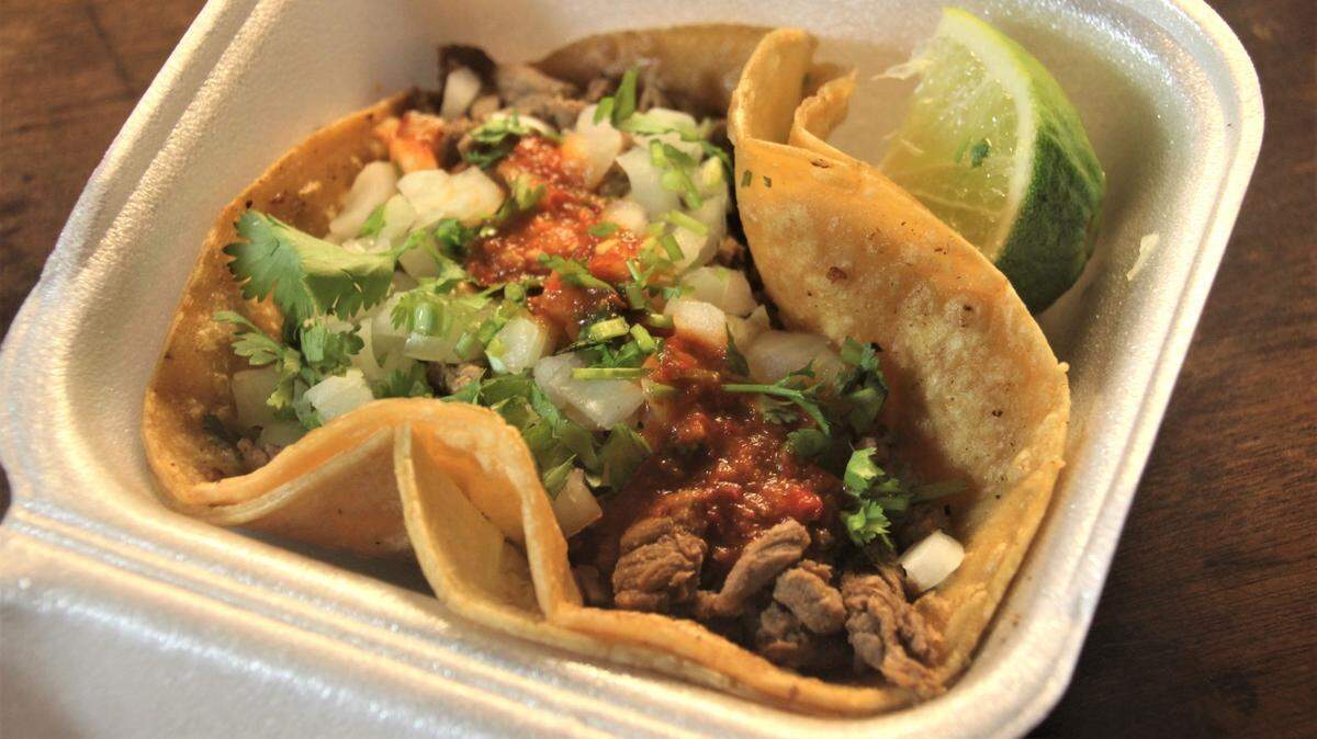 Street tacos at El Potrillo Mexican Restaurant on Pass Road.