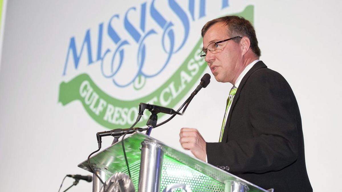 JAMIE MORTON/SPECIAL TO THE SUN HERALD 
 March 19, 2013 
 Tournament Director, Steve Nieman speaks at the Mississippi Gulf Resort Classic Pro-Am Pairing Party.