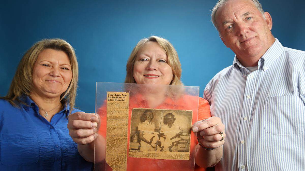 AMANDA McCOY/SUN HERALDVanessa Toncrey Nell, left, Elizabeth Mitchell Ludwig and Henry Wilson were all born on Feb. 29, 1956, at Biloxi Hospital. They reunited for the first time since appearing in a newspaper story as newborns.